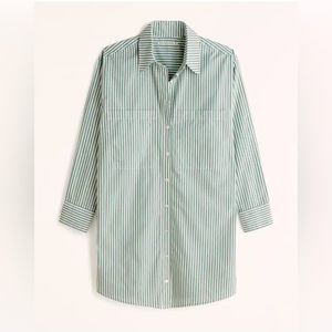 Abercrombie & Fitch Womens Green Stripped Shirt Dress Medium Tall NW/OT